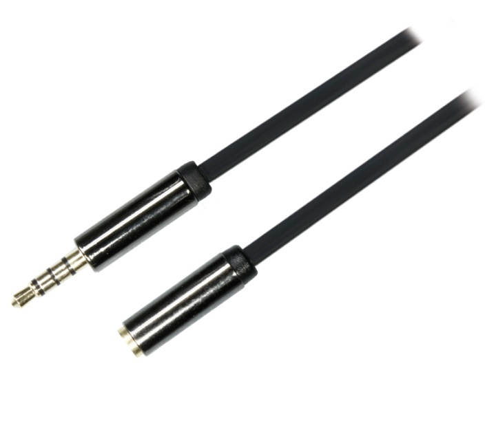 DELTACO ljudkabel, 3,5mm rak hane till 3,5mm hona, 4-pin, 0,5m, svart i gruppen Elektronikk / Kabler og adaptere / Lyd analog / 3,5 mm hos TP E-commerce Nordic AB (38-19693)