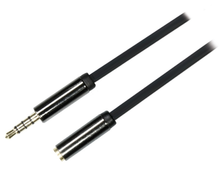DELTACO ljudkabel, 3,5mm rak hane till 3,5mm hona, 4-pin, 1m, svart i gruppen Elektronikk / Kabler og adaptere / Lyd analog / 3,5 mm hos TP E-commerce Nordic AB (38-19694)