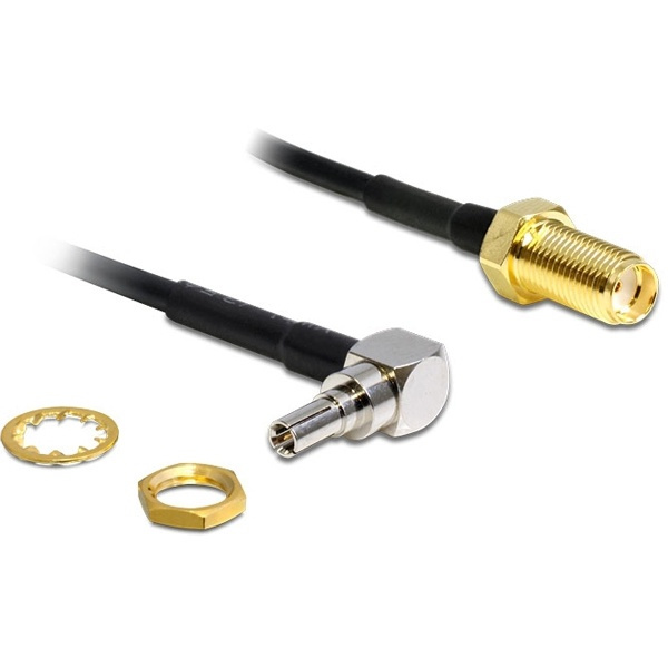 DeLOCK adapter, CRC-9 ha vinklet 90 - rett SMA ho, 0,2m, svart (88466) i gruppen Elektronikk / Kabler og adaptere / Antennekabler og tilbehør / Tilbehør hos TP E-commerce Nordic AB (38-19716)
