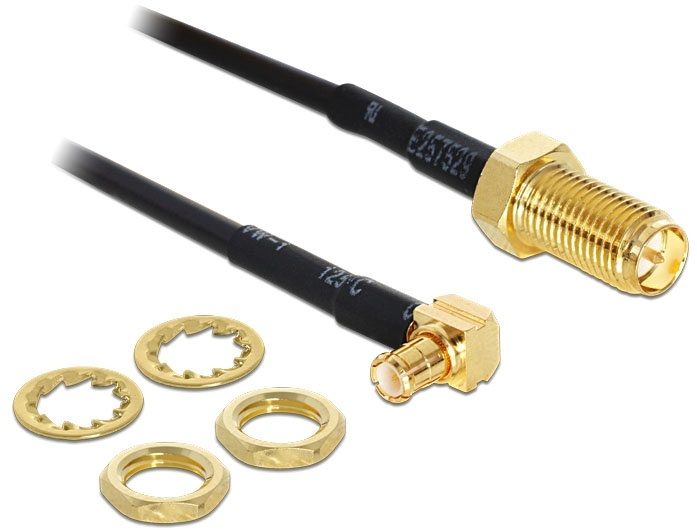 DeLOCK adapter, MCX ha - RP-SMA ho, 0,3m, svart i gruppen Elektronikk / Kabler og adaptere / Antennekabler og tilbehør / Antennekabler hos TP E-commerce Nordic AB (38-19722)