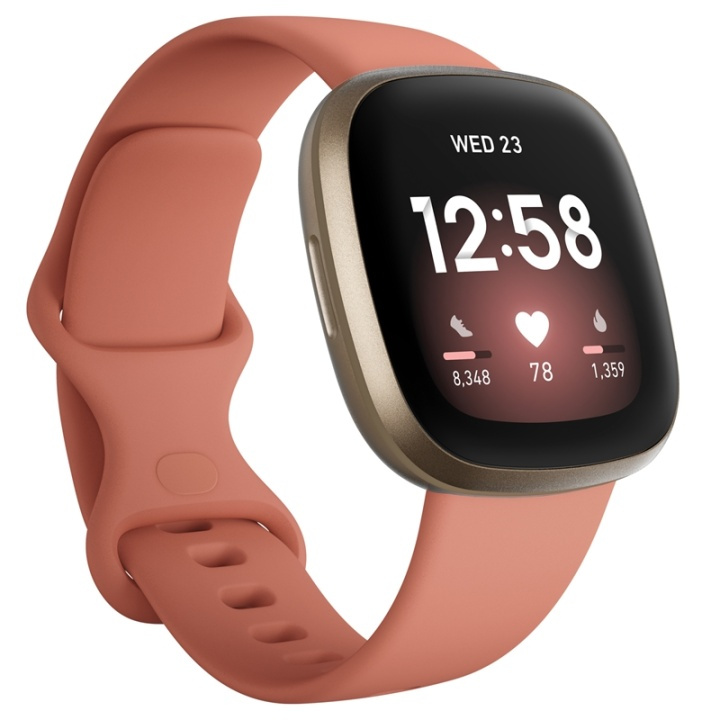 Fitbit Versa 3, Pink Clay/Soft Gold i gruppen SPORT, FRITID & HOBBY / Smartwatch og Aktivitetsmålere / Smartwatches hos TP E-commerce Nordic AB (38-19872)