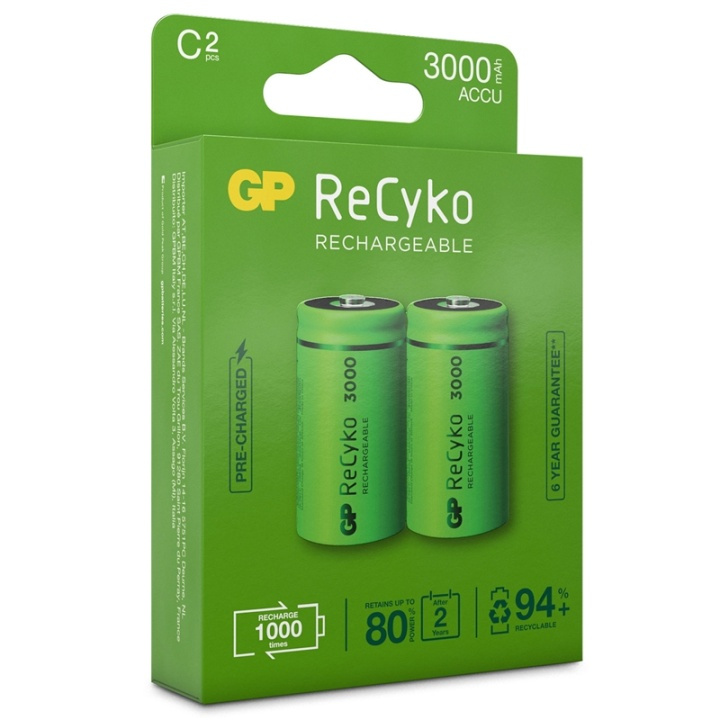 GP ReCyko Laddningsbara C-batteri i gruppen Elektronikk / Batterier & Ladere / Oppladbare batterier hos TP E-commerce Nordic AB (38-20697)