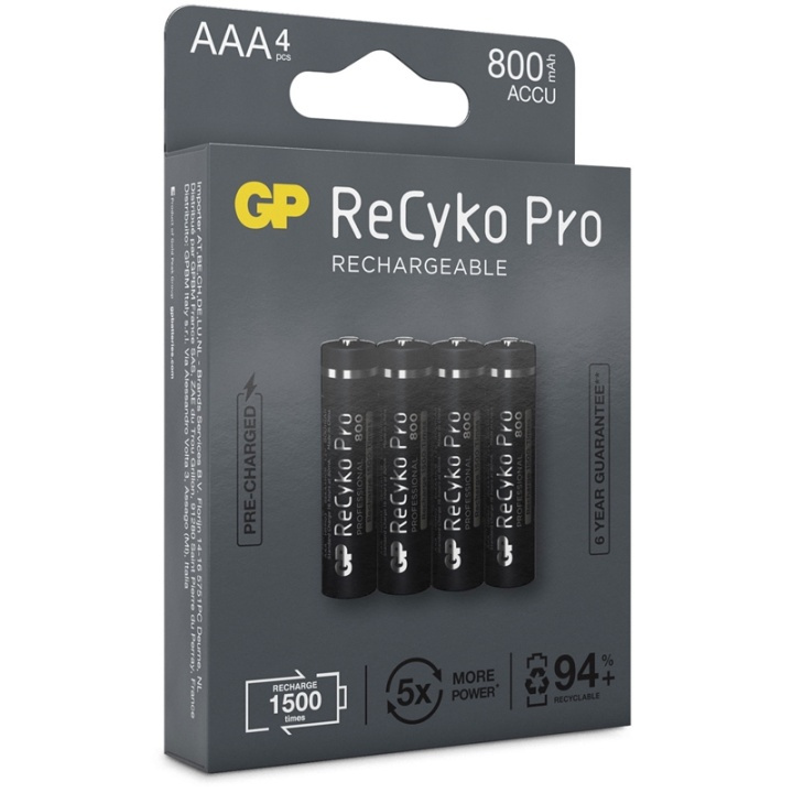 GP ReCyko Pro AAA-batterier 800mA i gruppen Elektronikk / Batterier & Ladere / Batterier / AAA hos TP E-commerce Nordic AB (38-20727)