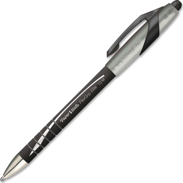 Papermate Flexgrip Elite, kulepenn, svart blekk, 1,4 mm, 12-pk, svart (S0767600) i gruppen HJEM, HUS OG HAGE / Kontorsmaterialer / Penner hos TP E-commerce Nordic AB (38-22004)