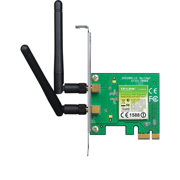 TP-LINK trådløst nettverkskort, 300Mbps, PCIe, 802.11b/g/n i gruppen Datautstyr / Nettverk / Nettverkskort / PCI Trådløs hos TP E-commerce Nordic AB (38-22224)