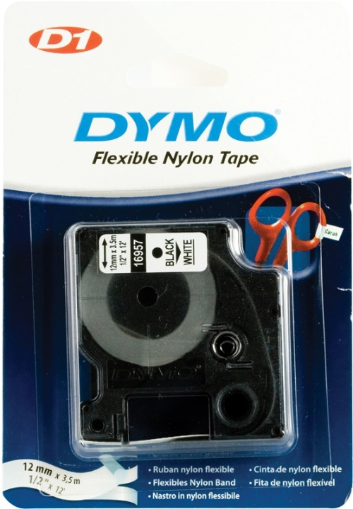 DYMO D1 märktejp flex nylon 12mm, svart på vitt, 3.5m rulle i gruppen Datautstyr / Skrivere og tilbehør / Skrivere / Merkemaskiner og tilbehør / Tape hos TP E-commerce Nordic AB (38-22248)