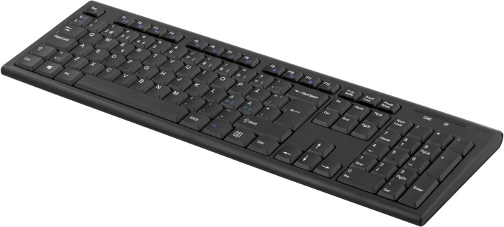 DELTACO trådlöst tangentbord, nordisk layout, USB, 10m, svart i gruppen Datautstyr / Mus & Tastatur / Tastatur / Trådløs hos TP E-commerce Nordic AB (38-22413)