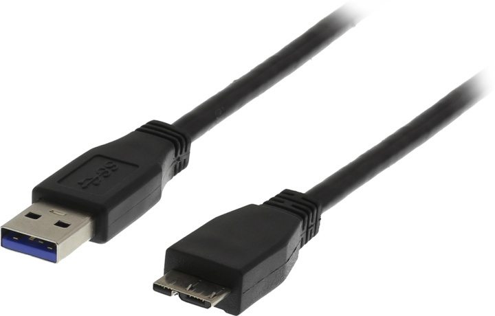 DELTACO USB 3.0 kabel, Typ A hane - Typ Micro B hane, 2m, svart i gruppen Datautstyr / Kabler og adaptere / USB / Micro-USB / Kabler hos TP E-commerce Nordic AB (38-23106)