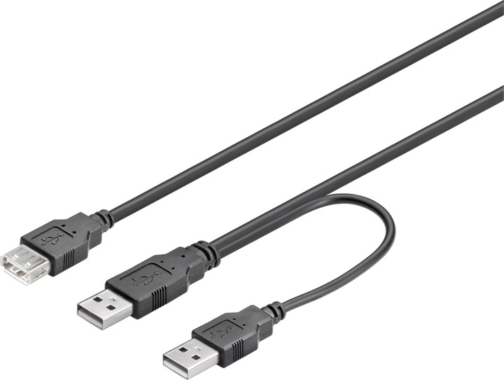 DELTACO USB-strömkabel, Y-kabel, 2xTyp A hane till 1xTyp A hona, 0,3 m i gruppen Datautstyr / Kabler og adaptere / USB / USB-A / Adaptere hos TP E-commerce Nordic AB (38-23136)