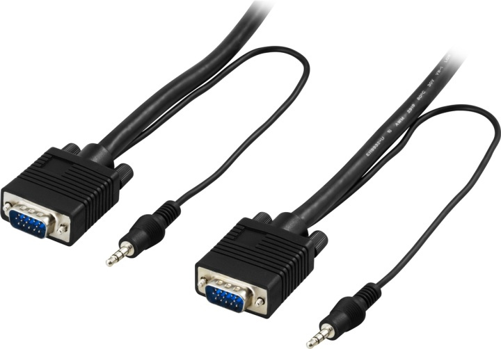 DELTACO skjermkabel RGB HD15ha-ha, uten pin 9, med 3,5 mm lyd, 5 m (RGB-7D) i gruppen Datautstyr / Kabler og adaptere / VGA / Kabler hos TP E-commerce Nordic AB (38-23193)