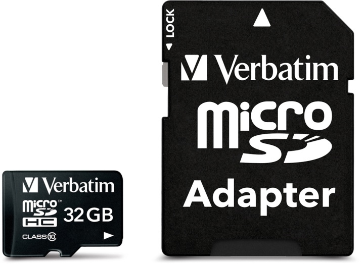 Verbatim microSDHC, 32GB, Class 10, inkl adapter i gruppen Elektronikk / Lagringsmedia / Minnekort / MicroSD/HC/XC hos TP E-commerce Nordic AB (38-23464)