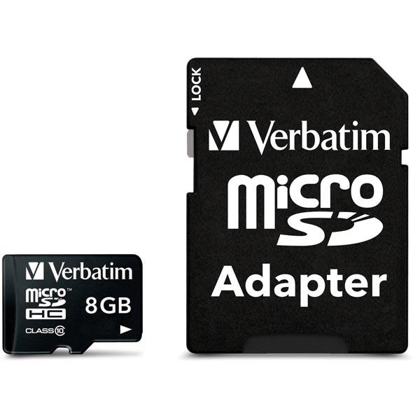 Verbatim microSDHC, 8GB, Class 10, inkl adapter (44081) i gruppen Elektronikk / Lagringsmedia / Minnekort / MicroSD/HC/XC hos TP E-commerce Nordic AB (38-23510)