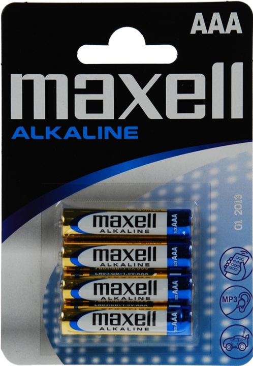Maxell batterier, AAA (LR03), Alkaline, 1,5V, 4-pack i gruppen Elektronikk / Batterier & Ladere / Batterier / AAA hos TP E-commerce Nordic AB (38-23566)