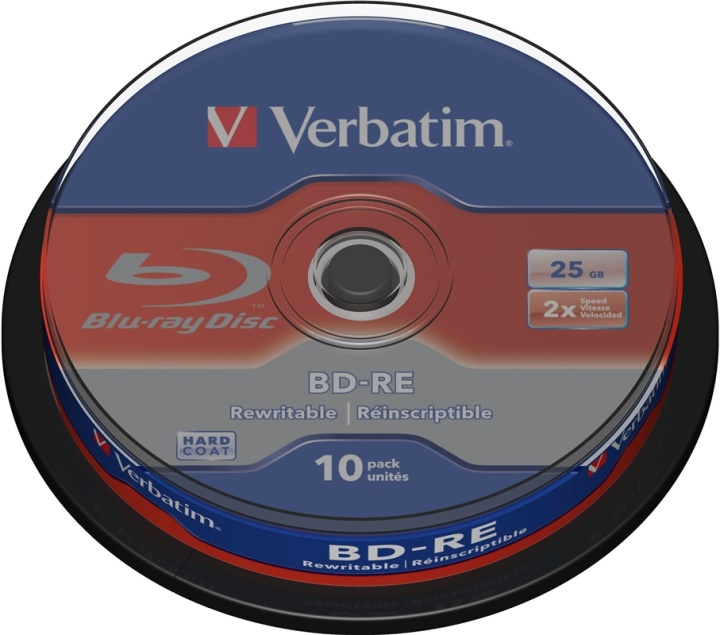 Verbatim BD-RE, 2x, 25GB/200min 10-pakke, Hardcoat i gruppen Elektronikk / Lagringsmedia / CD/DVD/BD-plater / Blu-Ray hos TP E-commerce Nordic AB (38-23602)