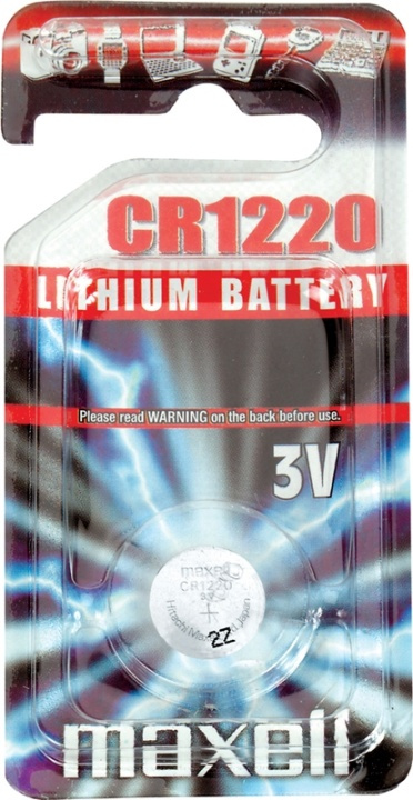 Maxell knappcellsbatteri, CR1220, Lithium, 3V, 1-pack i gruppen Elektronikk / Batterier & Ladere / Batterier / knappcelle hos TP E-commerce Nordic AB (38-23745)