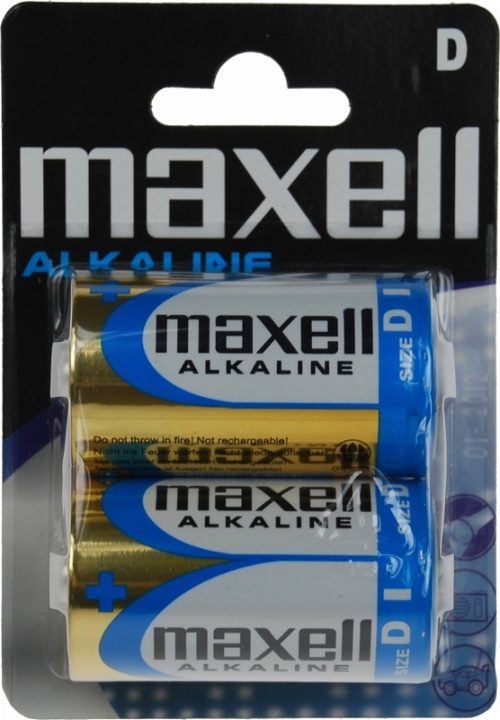 Maxell batterier, D (LR20), Alkalisk, 1,5V, 2-pk i gruppen Elektronikk / Batterier & Ladere / Batterier / Andre hos TP E-commerce Nordic AB (38-23800)