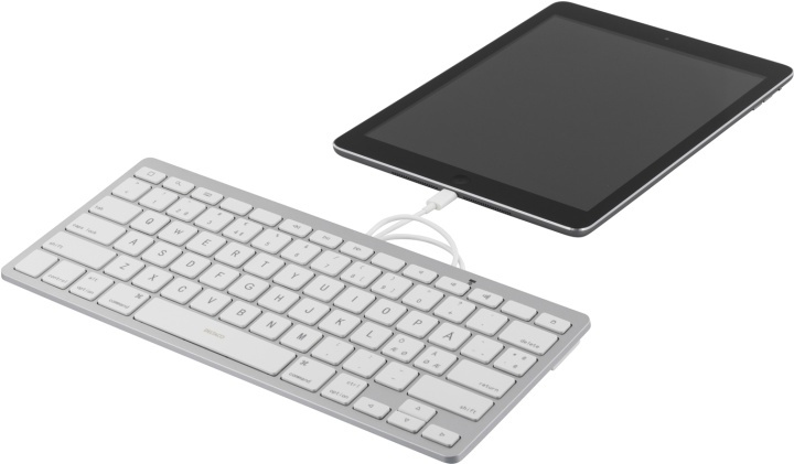 DELTACO lyntastatur for iOS, MFi, 1m, nordisk, hvit/sølv (TB-126) i gruppen SMARTTELEFON & NETTBRETT / Nettbrettbeskyttelse / Apple iPad hos TP E-commerce Nordic AB (38-23989)