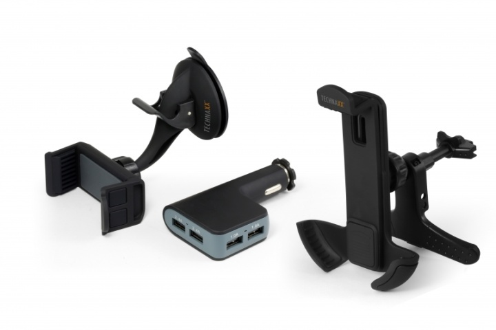 Technaxx Bilhållare för smartphones + Billaddare med 4x USB-port (TE08) i gruppen Bil / Bilholder / Bilholdere smarttelefon hos TP E-commerce Nordic AB (38-25247)