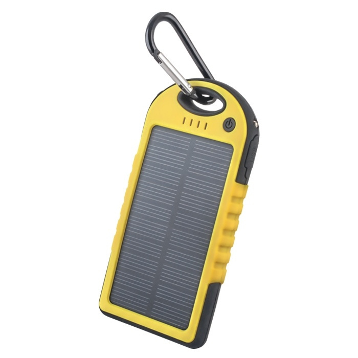 Forever STB-200, vanntett powerbank, solcelle, 5000 mAh, gul i gruppen SMARTTELEFON & NETTBRETT / Ladere og Kabler / Powerbanks hos TP E-commerce Nordic AB (38-25751)