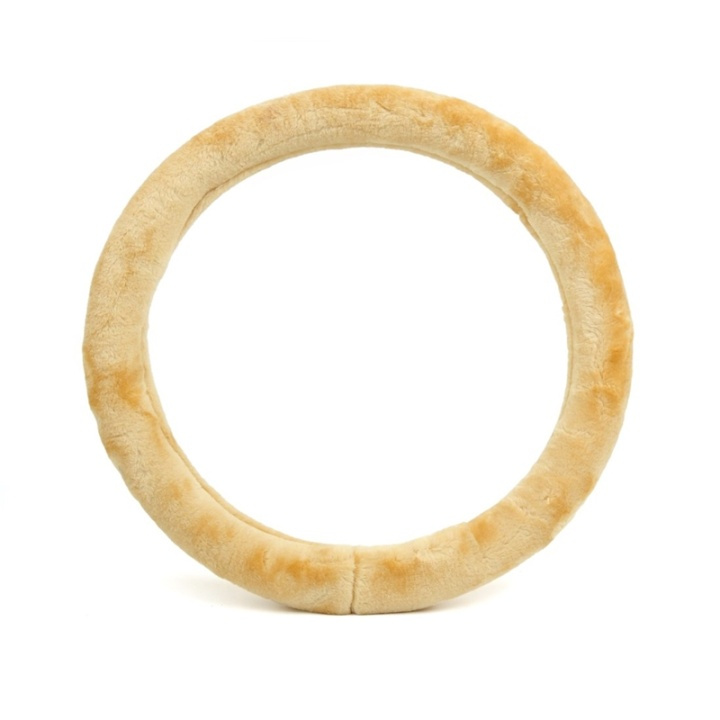 Rattmuff - Mykt, varmt rattdeksel i fuskepels, passer de fleste biler, Beige i gruppen Bil / Tilbehør / Accessories / Vinterutstyr hos TP E-commerce Nordic AB (38-26711)