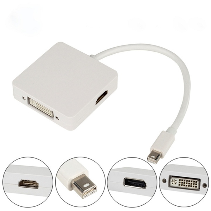 3 i 1 Thunderbolt Mini Display Port til DVI HDMI Dp-adapter i gruppen Datautstyr / Kabler og adaptere / Apple Thunderbolt hos TP E-commerce Nordic AB (38-26750)