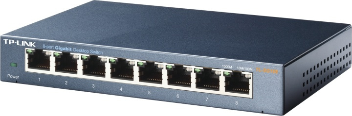 TP-LINK, nettverksswitch, 8-ports 10/100/1000Mbps, RJ45, metall i gruppen Datautstyr / Nettverk / Switcher / 10/100/1000Mbps hos TP E-commerce Nordic AB (38-26845)