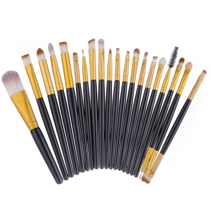 Profesjonelle skånsomme sminkebørster 20-Pack, Black, Gold i gruppen HELSE OG SKJØNNHET / Makeup / Verktøy og sminkesett / Børster og pensler hos TP E-commerce Nordic AB (38-28408)