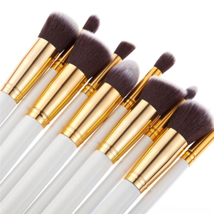 Profesjonelle, skånsomme sminkebørster 10-pakning, hvit i gruppen HELSE OG SKJØNNHET / Makeup / Verktøy og sminkesett / Børster og pensler hos TP E-commerce Nordic AB (38-28415)