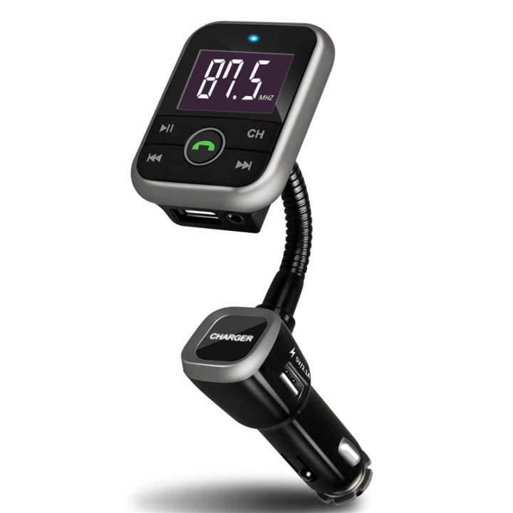 FM-sender med Bluetooth handsfree og billader, 2,1A, Svart i gruppen Bil / Billyd & Multimedia / FM-Sender hos TP E-commerce Nordic AB (38-28706)