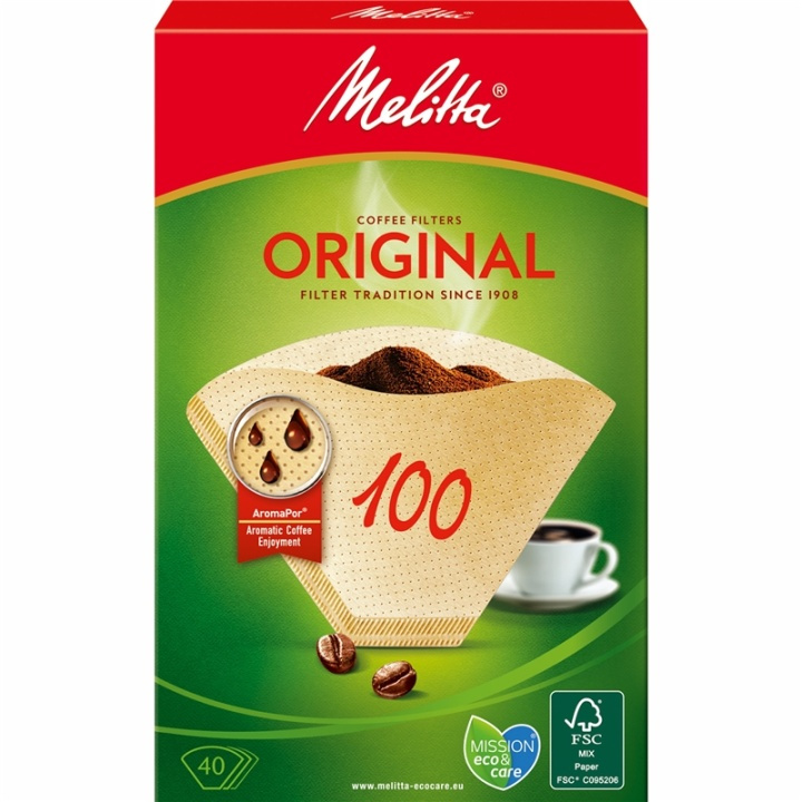 Melitta Kaffefilter 100 40-pakning 9stk DFP i gruppen HJEM, HUS OG HAGE / Husholdningsapparater / Kaffe og espresso / Kapsler, filter og tilbehør hos TP E-commerce Nordic AB (38-28852)