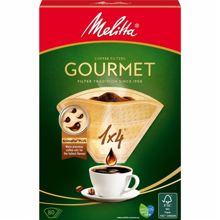 Melitta Kaffefilter Gourmet 1X4 Oblekt i gruppen HJEM, HUS OG HAGE / Husholdningsapparater / Kaffe og espresso / Kapsler, filter og tilbehør hos TP E-commerce Nordic AB (38-28855)