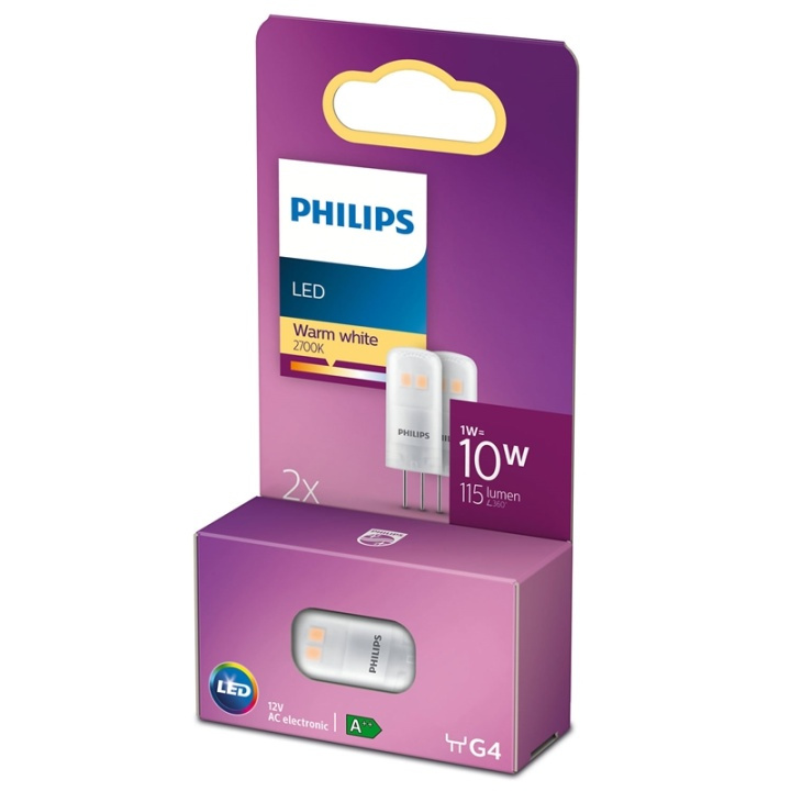 Philips 2-pack LED G4 Kapsel 10V 12W 1 i gruppen Elektronikk / Lys / LED-lys hos TP E-commerce Nordic AB (38-28888)