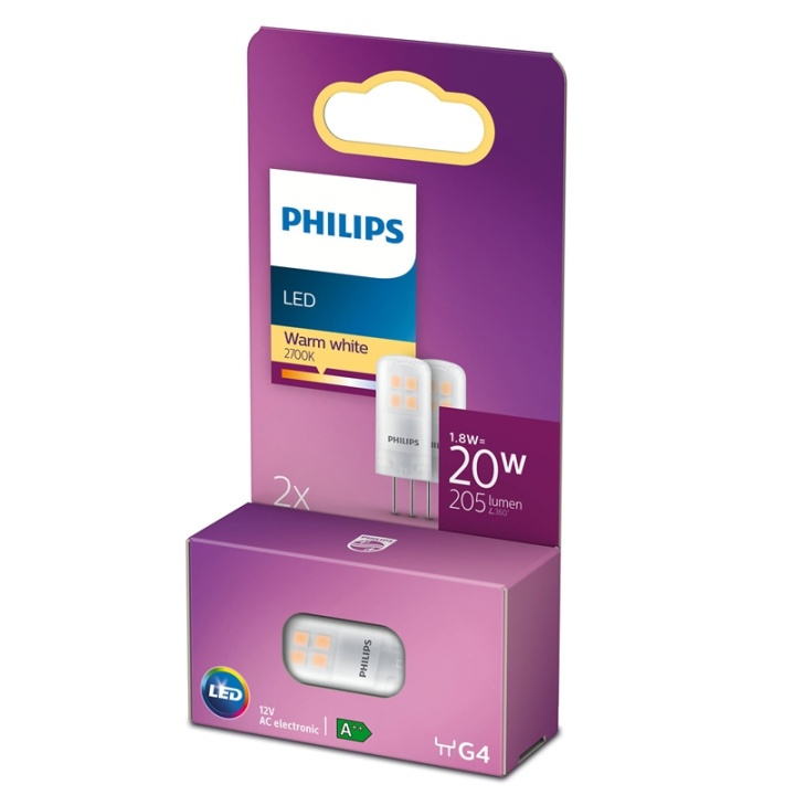 Philips 2-pack LED G4 Kapsel 20W 12V 2 i gruppen Elektronikk / Lys / LED-lys hos TP E-commerce Nordic AB (38-28889)