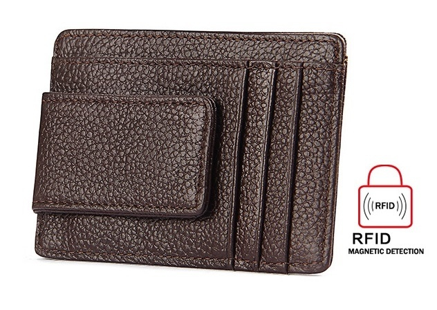 RFID Plånbok med magnetisk sedelklämma - Mörkbrun i gruppen SPORT, FRITID & HOBBY / Morsomme produkter / Smarte produkter hos TP E-commerce Nordic AB (38-29048)