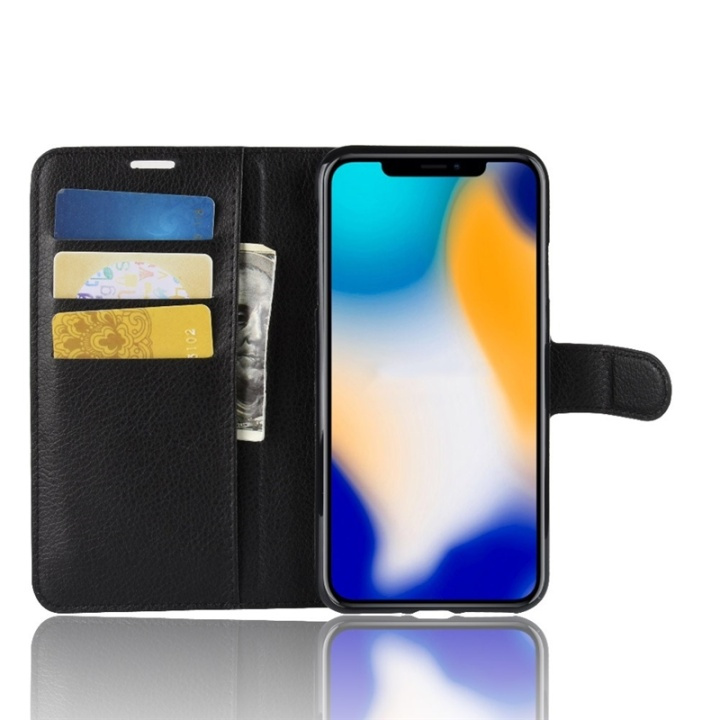 Lommebokveske - iPhone XS Max, Svart i gruppen SMARTTELEFON & NETTBRETT / Mobilbeskyttelse / Apple / iPhone XS Max / Flippdeksel hos TP E-commerce Nordic AB (38-29168)