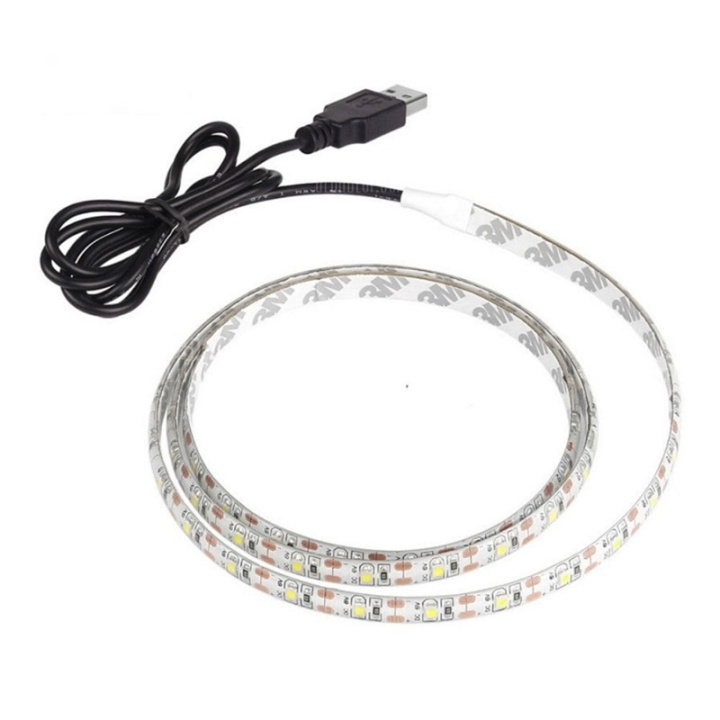 LED-stripe, 1 meter, USB, Varm hvit i gruppen Elektronikk / Lys / LED sløyfer hos TP E-commerce Nordic AB (38-29297)