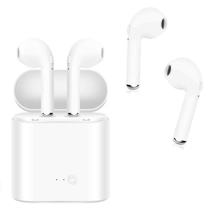 i7S Twins trådløse ørepropper Bluetooth-hodetelefoner + strømboks - hvit i gruppen Elektronikk / Lyd & Bilde / Hodetelefoner & Tilbehør / Hodetelefoner hos TP E-commerce Nordic AB (38-29325)
