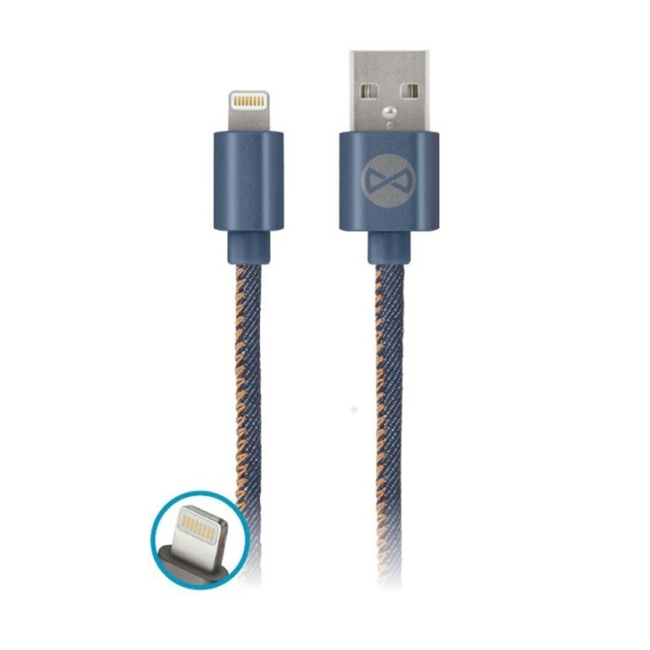 Forever Lightning, tekstilkledde jeans, 1m i gruppen SMARTTELEFON & NETTBRETT / Ladere og Kabler / Kabler / Kabler Lightning hos TP E-commerce Nordic AB (38-29753)