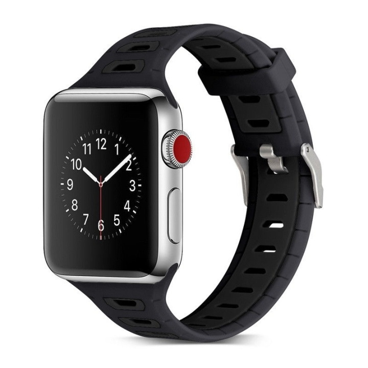 Silikonklokkerem kompatibel med Apple Watch, 42mm, Sport, Svart i gruppen SMARTTELEFON & NETTBRETT / Trening, hjem og fritid / Apple Watch og tilbehør / Tilbehør hos TP E-commerce Nordic AB (38-29812)