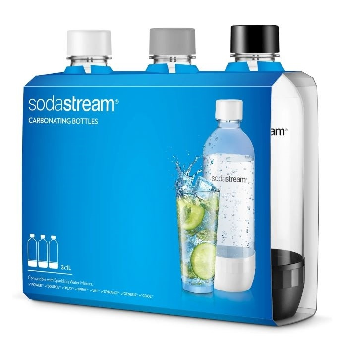 Sodastream PET-flaske 3 stk 1L Sv/Vi/Si (1041300770) i gruppen HJEM, HUS OG HAGE / Husholdningsapparater / Vann og juice / Kullsyremaskin / Tilbehør hos TP E-commerce Nordic AB (38-31227)