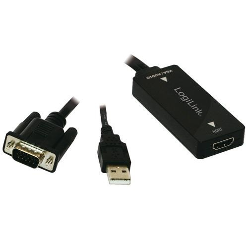 LogiLink VGA + USB-lyd -> HDMI i gruppen Datautstyr / Kabler og adaptere / VGA / Adaptere hos TP E-commerce Nordic AB (38-32565)