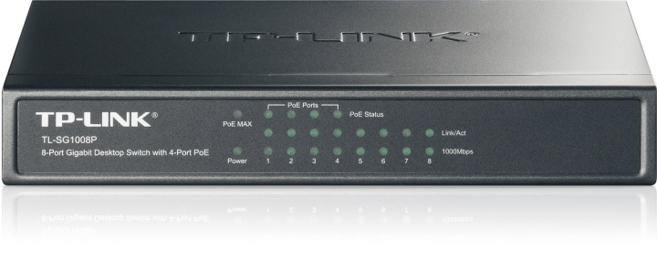 TP-LINK svitsj 8x10/100/1000Mbps skrivebordsmodell (TL-SG1008P) i gruppen Datautstyr / Nettverk / Switcher hos TP E-commerce Nordic AB (38-35312)