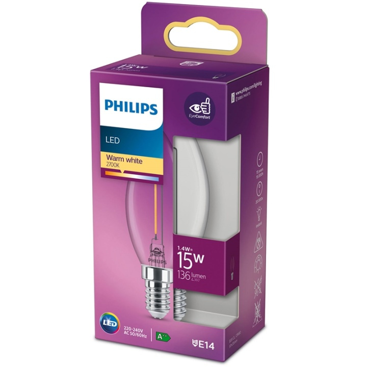 Philips LED E14 Crown 15W klar 136lm i gruppen Elektronikk / Lys / LED-lys hos TP E-commerce Nordic AB (38-35659)