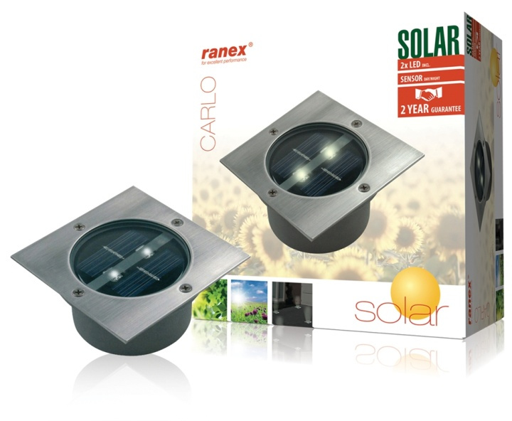 Ranex Solar Ground Spot 2 LED Firkantet i gruppen HJEM, HUS OG HAGE / El og belysning / Utendørsbelysning / Solcelle hos TP E-commerce Nordic AB (38-35744)