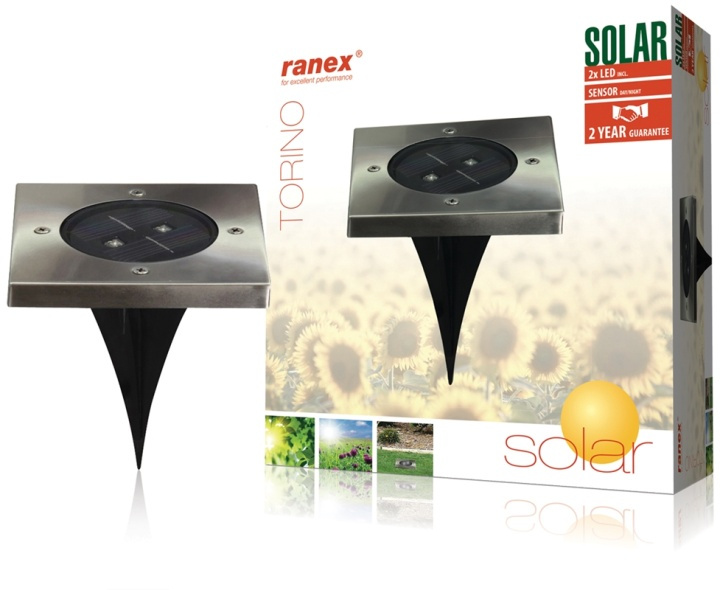 Ranex Solar Ground Spot 2 LED Firkantet i gruppen HJEM, HUS OG HAGE / El og belysning / Utendørsbelysning / Solcelle hos TP E-commerce Nordic AB (38-35745)