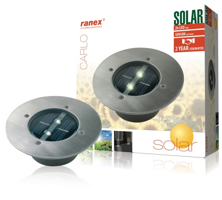 Ranex Solar Ground Spot 2 LED Rund i gruppen HJEM, HUS OG HAGE / El og belysning / Utendørsbelysning / Solcelle hos TP E-commerce Nordic AB (38-35747)