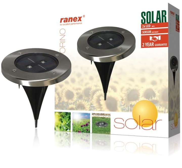 Ranex Solar Ground Spot 2 LED Rund i gruppen HJEM, HUS OG HAGE / El og belysning / Utendørsbelysning / Solcelle hos TP E-commerce Nordic AB (38-35748)