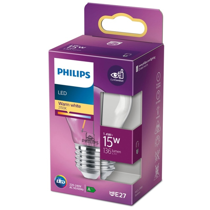 Philips LED E27 Klot 15W Klar Dimbar 1 i gruppen Elektronikk / Lys / LED-lys hos TP E-commerce Nordic AB (38-35774)