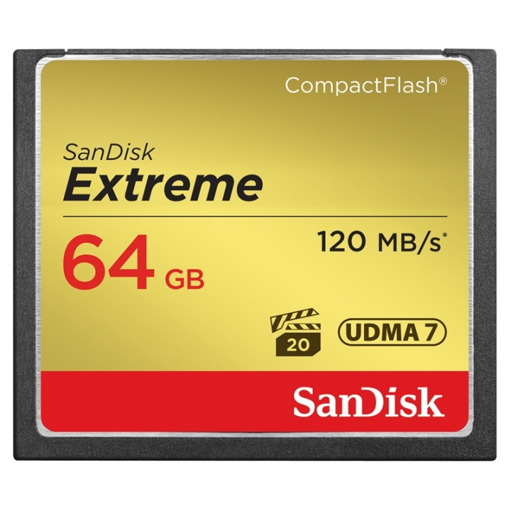 SANDISK Minnekort CF Extreme 64GB 120MB/s UDMA7 i gruppen Elektronikk / Lagringsmedia / Minnekort / Compact Flash hos TP E-commerce Nordic AB (38-36426)