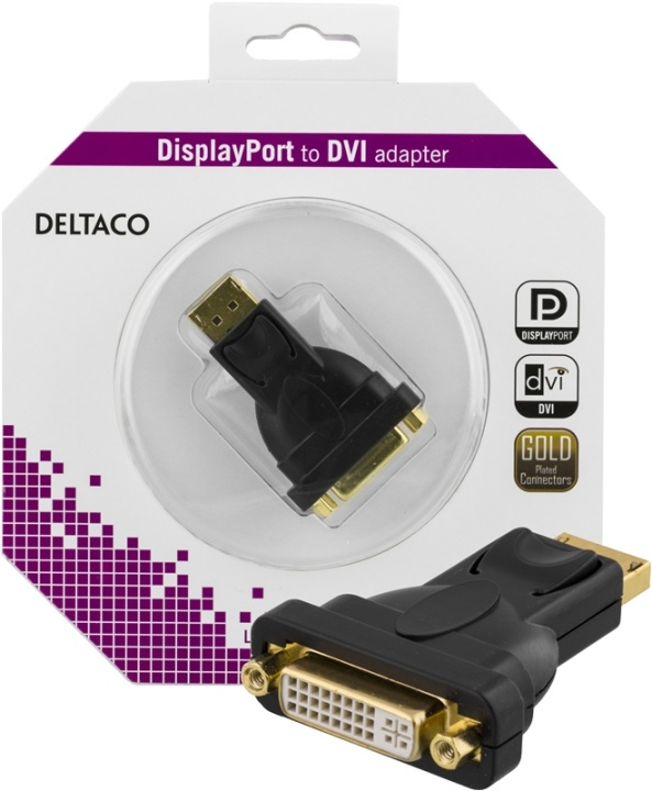 DELTACO DisplayPort till DVI-I Single Link adapter, ha-ho, svart i gruppen Datautstyr / Kabler og adaptere / DisplayPort / Adaptere hos TP E-commerce Nordic AB (38-36710)